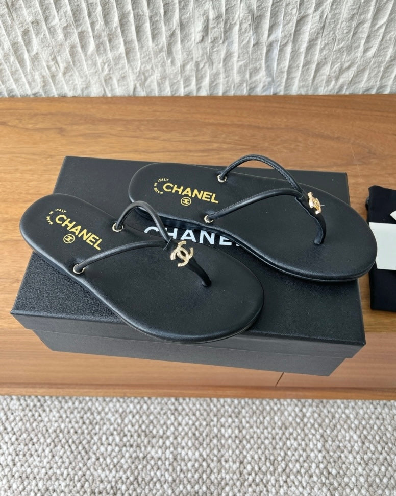 CC Gold Logo Thong Flip Flops