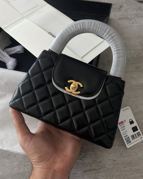 Black Mini Shopping Bag with Chain Strap