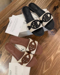 Leather Detail Canvas Sandals