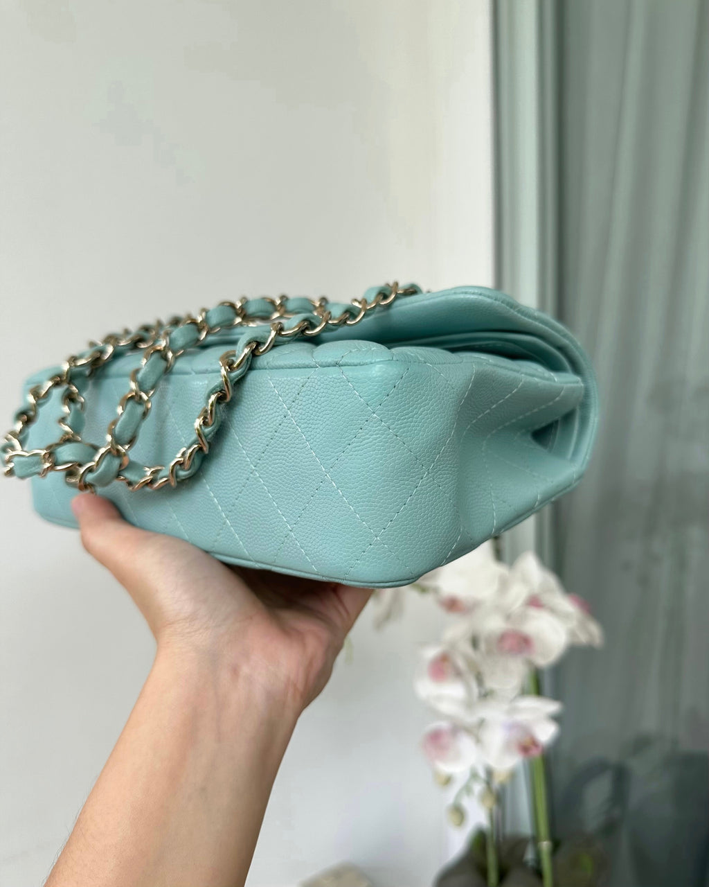 Tiffany Blue Quilted Silver Flap Bag
