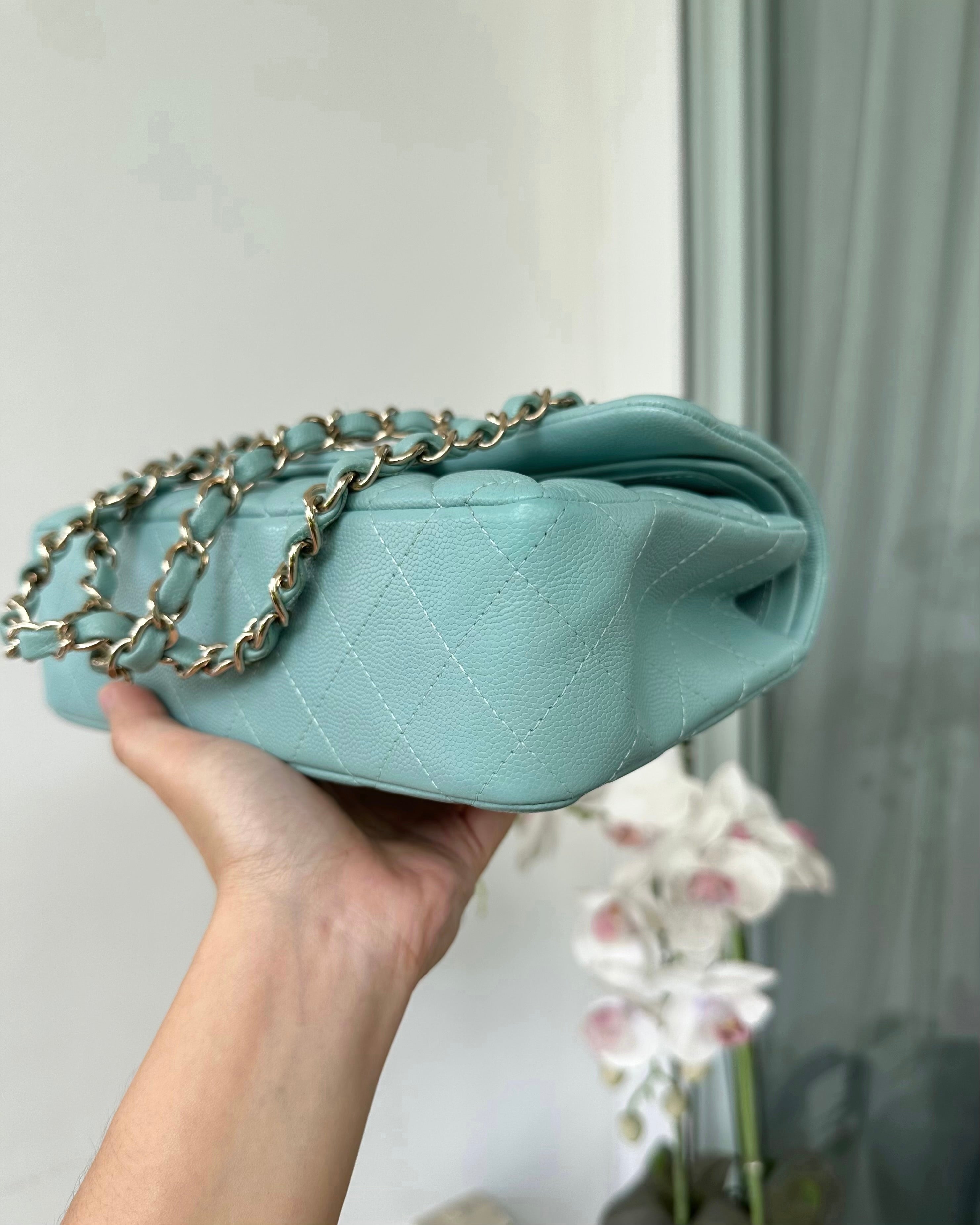 Tiffany Blue Quilted Silver Flap Bag