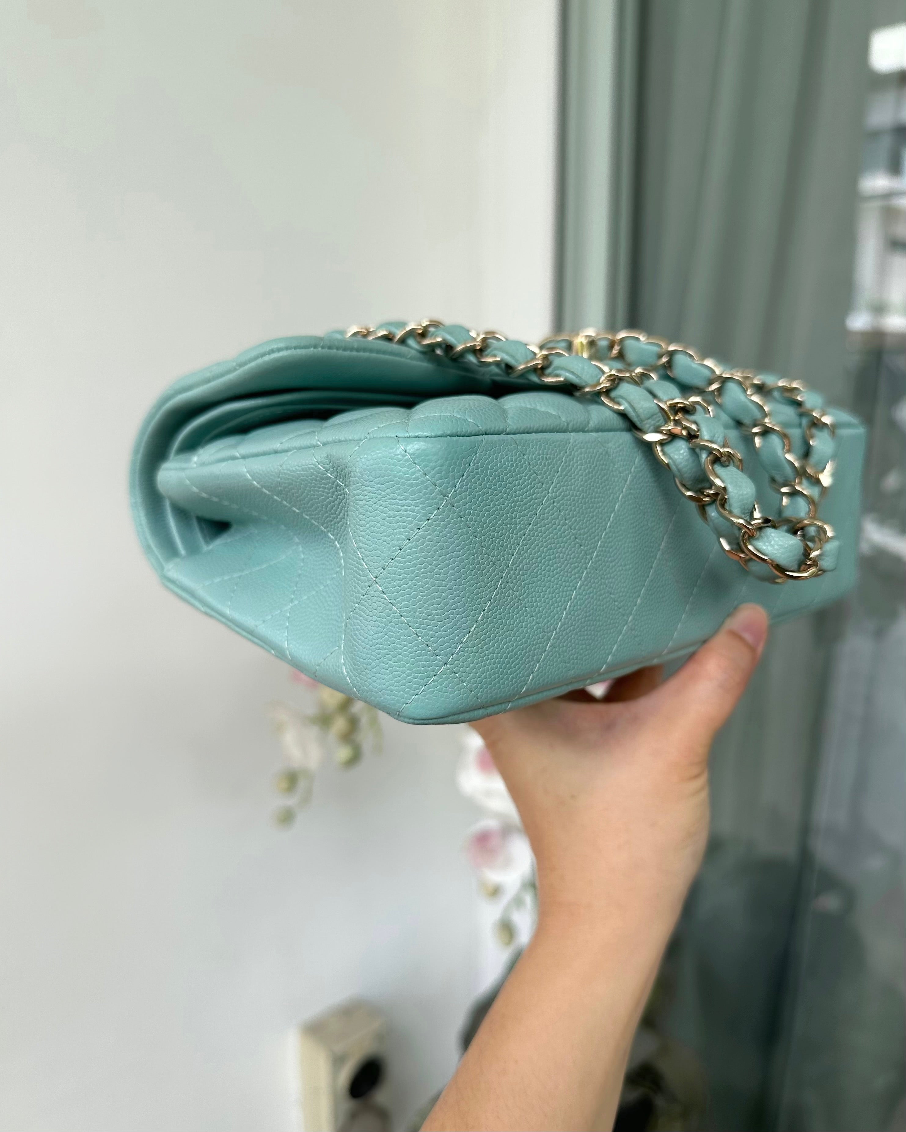 Tiffany Blue Quilted Silver Flap Bag