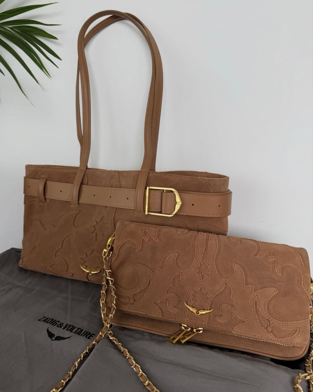 Brown Suede Rock Western Handbag