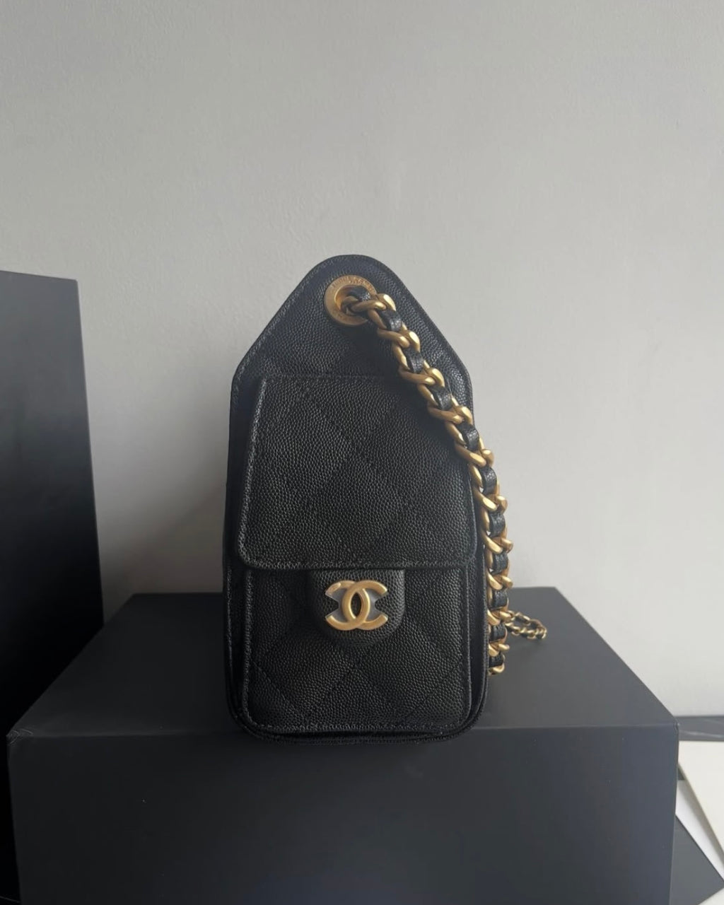 Black Leather Small 25cm Hobo Bag
