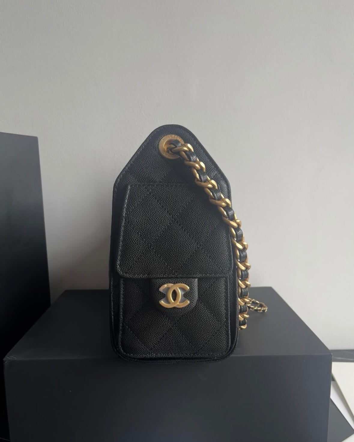 Black Leather Small 25cm Hobo Bag
