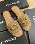 Gold C Monogram Brown Sandals