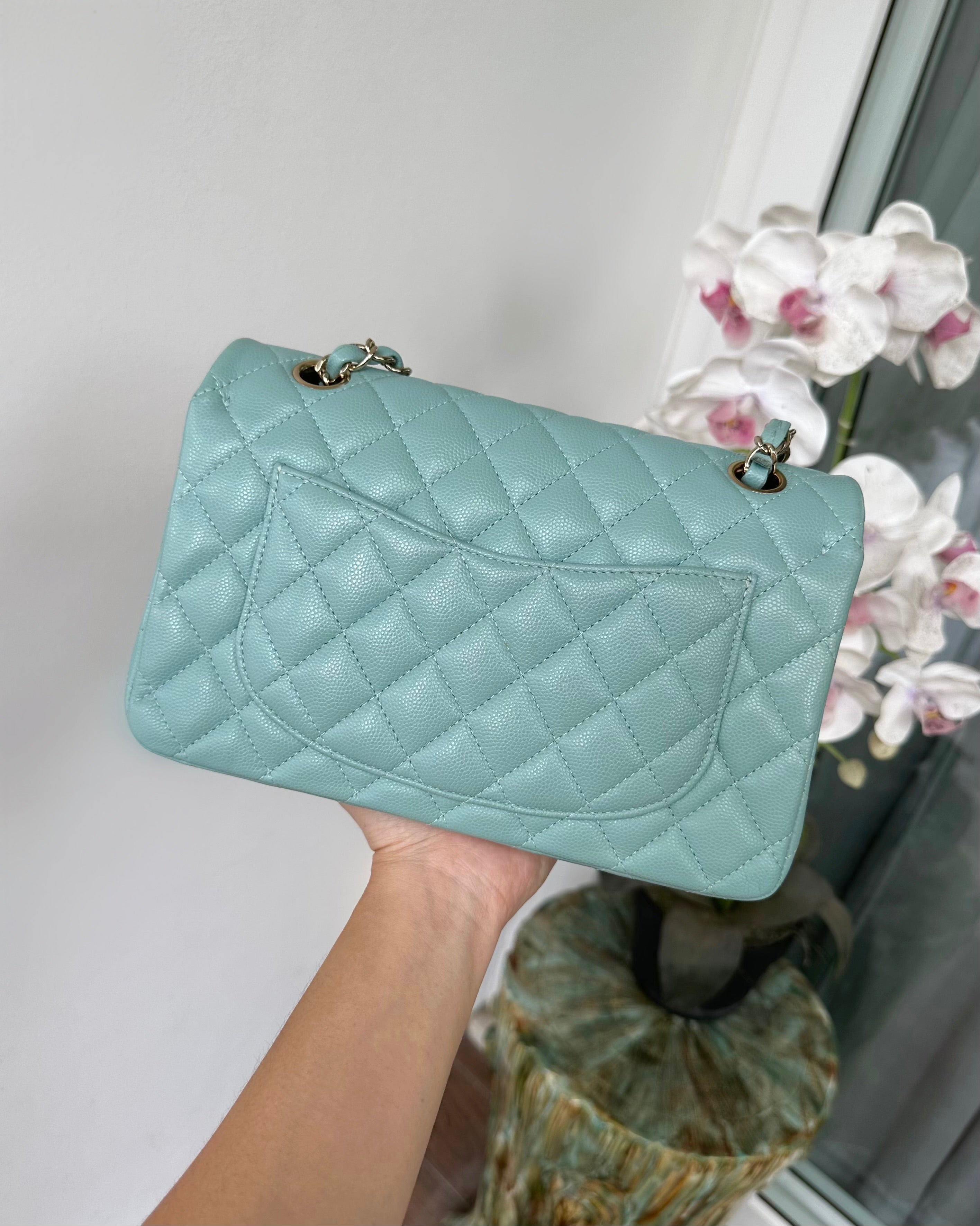 Tiffany Blue Quilted Silver Flap Bag