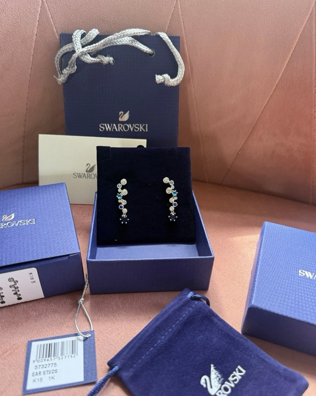 Blue Rhinestone Drop Earrings