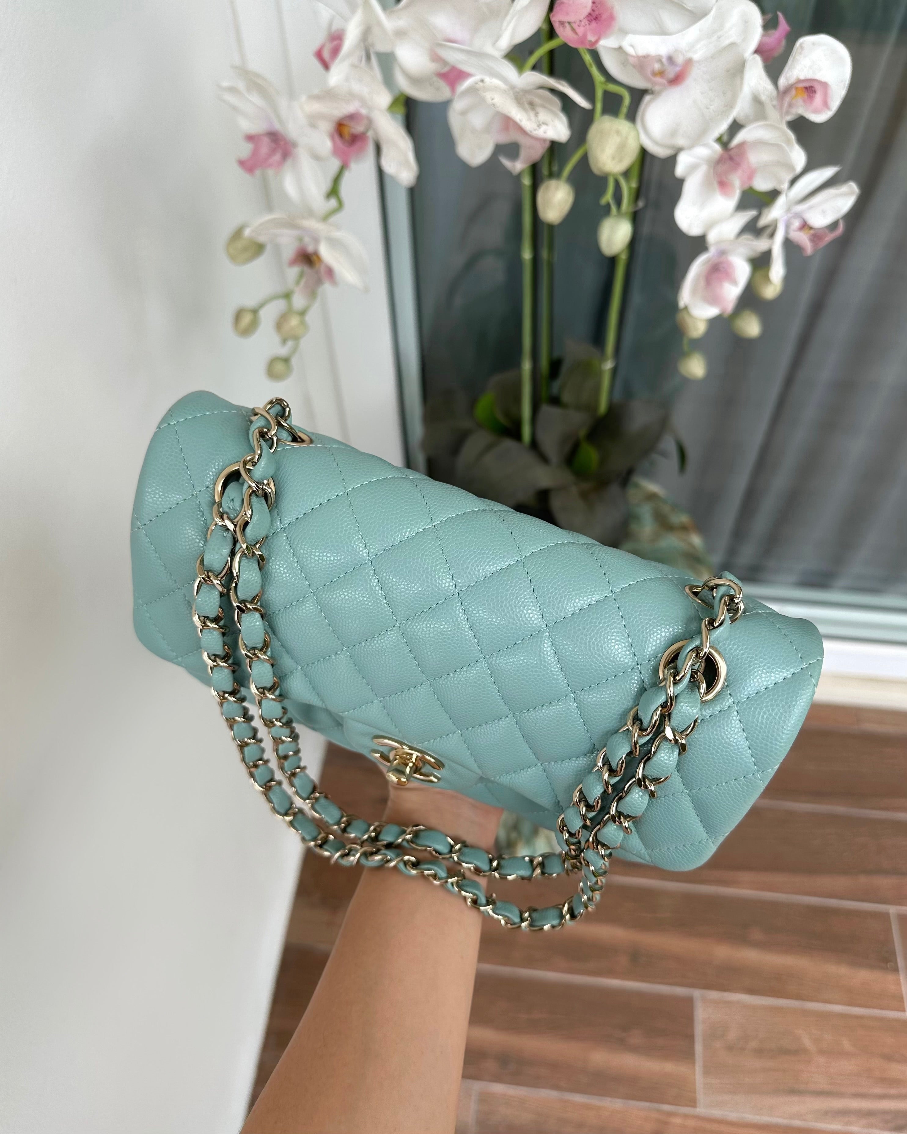 Tiffany Blue Quilted Silver Flap Bag