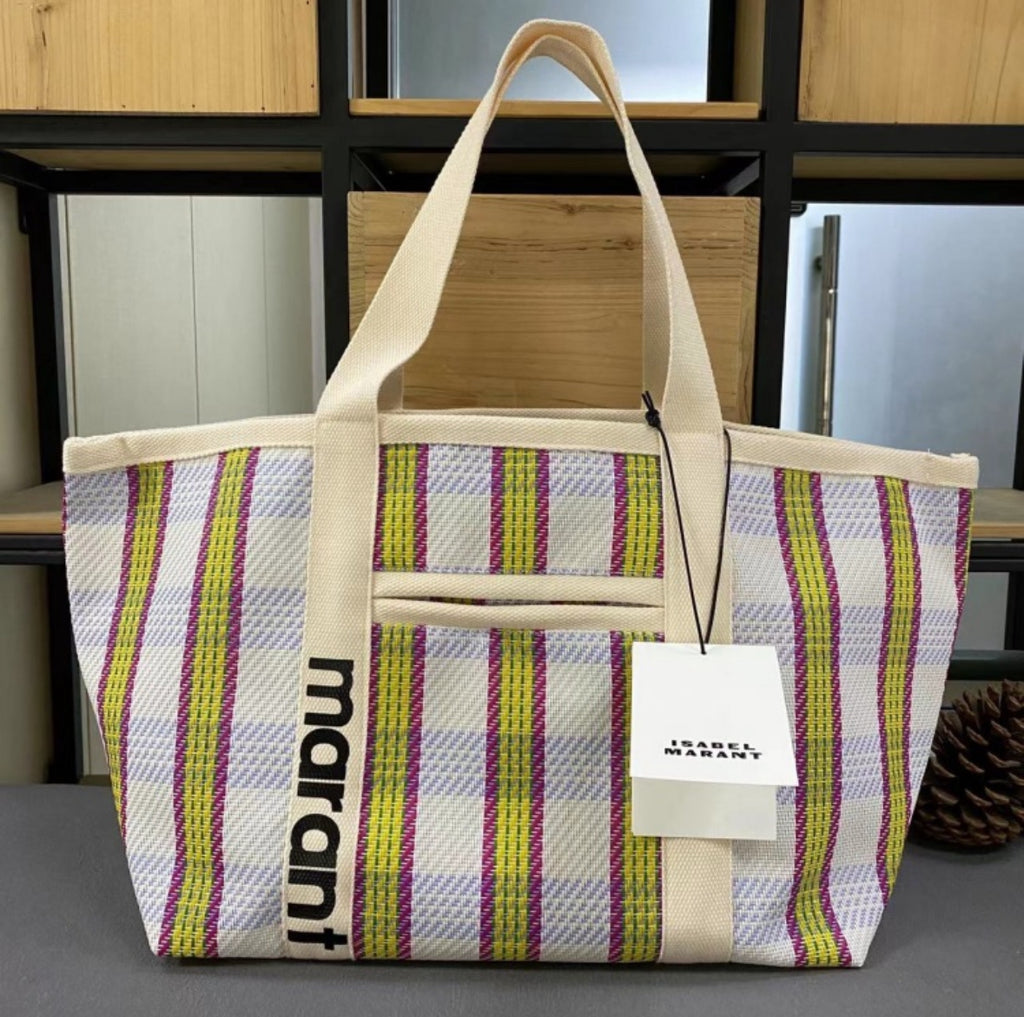 Marant Patterned Canvas Large Beach Tote Bag