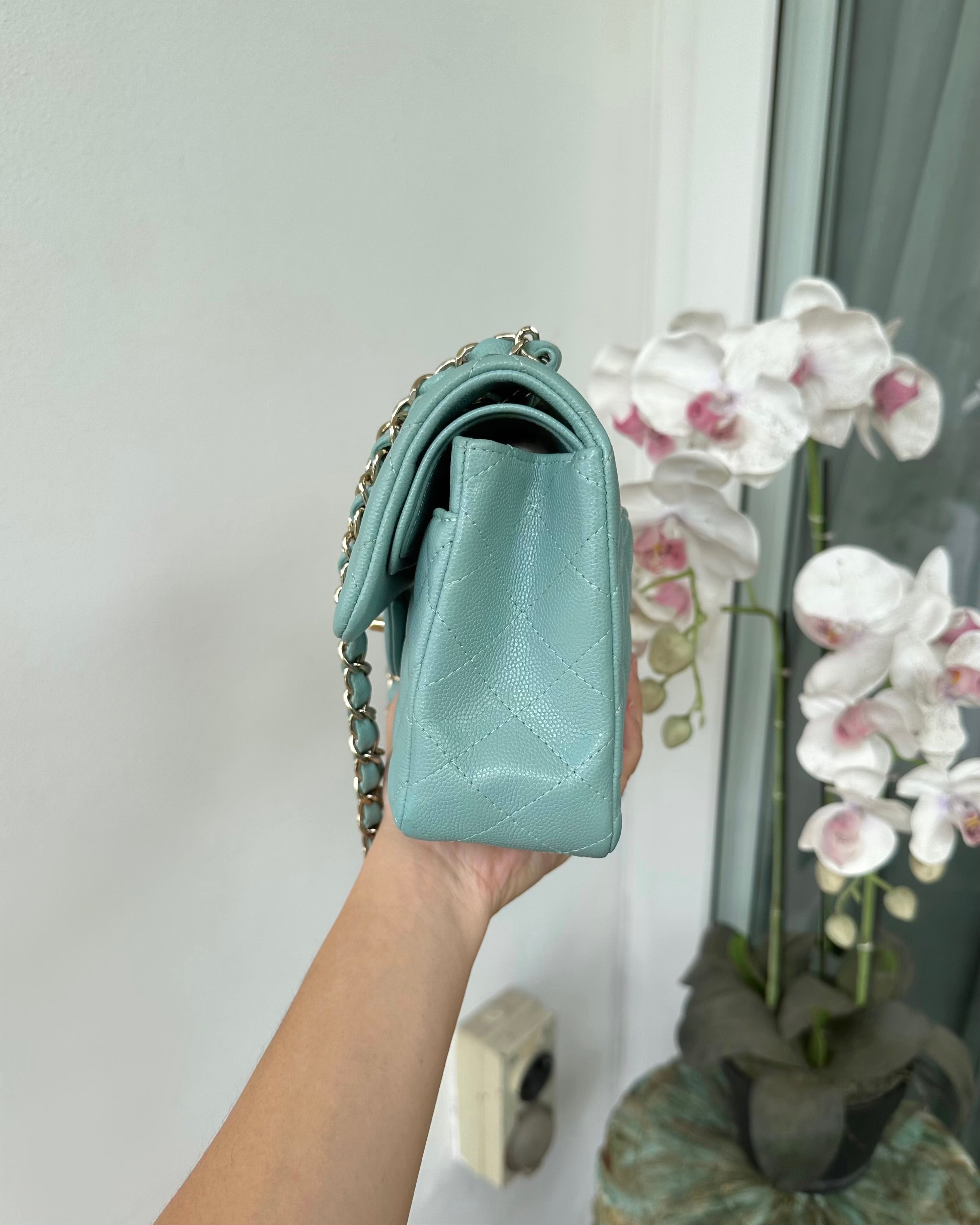 Tiffany Blue Quilted Silver Flap Bag