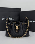 Black Leather Mini 20cm Hobo Bag