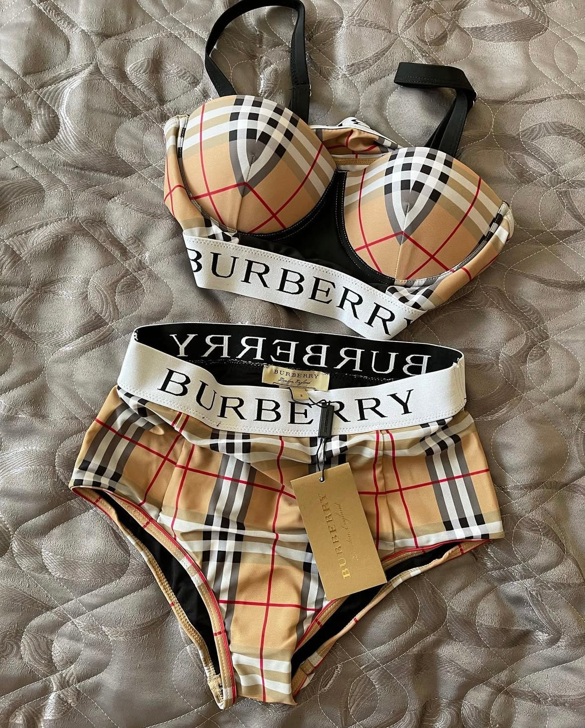 Plaid Checkered High Rise Bikini