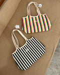Striped Canvas Yoga Tote Bag