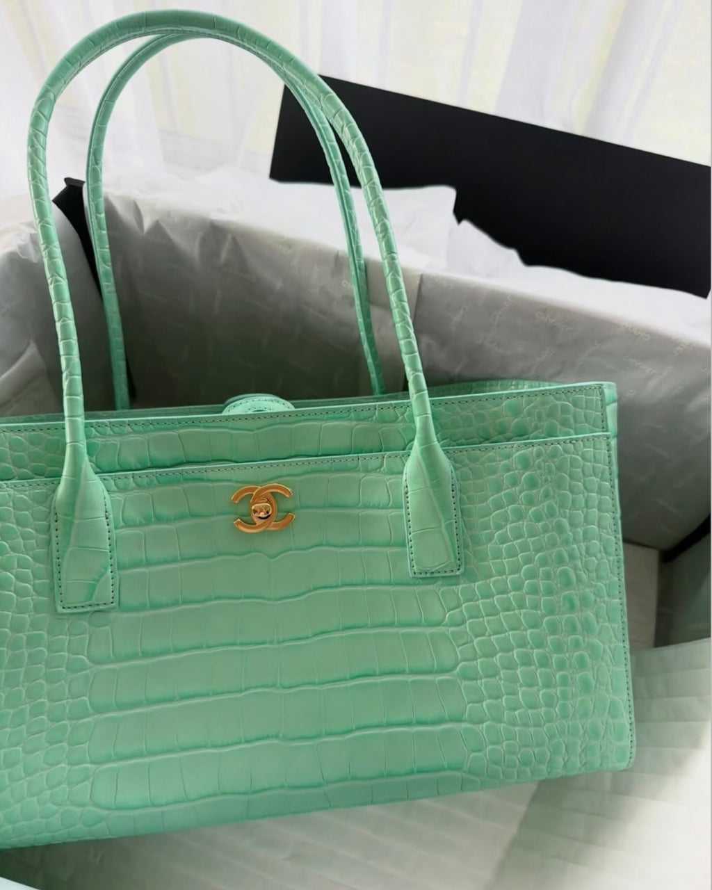Mint Green Crocodile Bag (No Box)