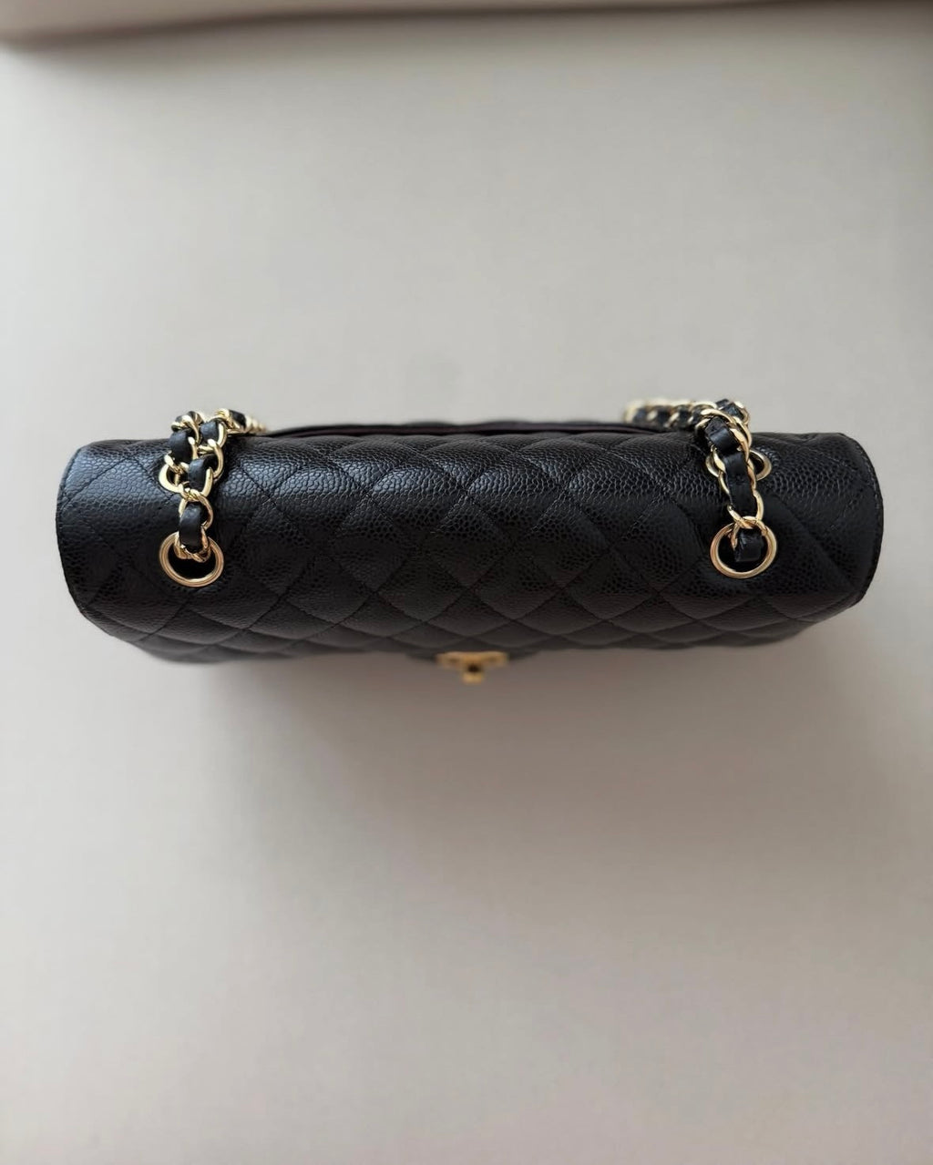 Black Quilted Gold 26cm Flap Bag
