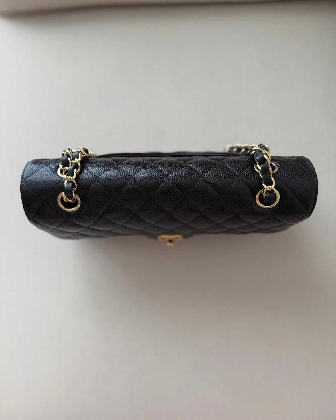 Black Quilted Gold 26cm Flap Bag