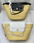 CC Woven Bucket Beach Bag & Wallet