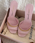 Pink Denim Kitten Heels (With Box)
