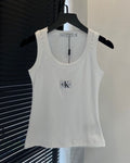 CKJ White Ribbed Tank Top