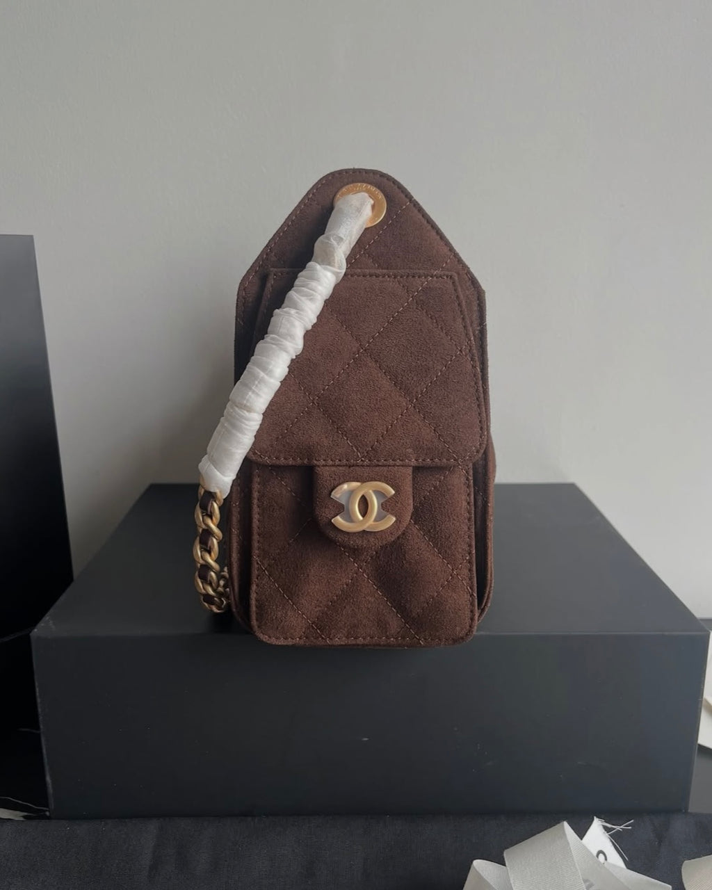 Brown Suede Mini 20cm Hobo Bag