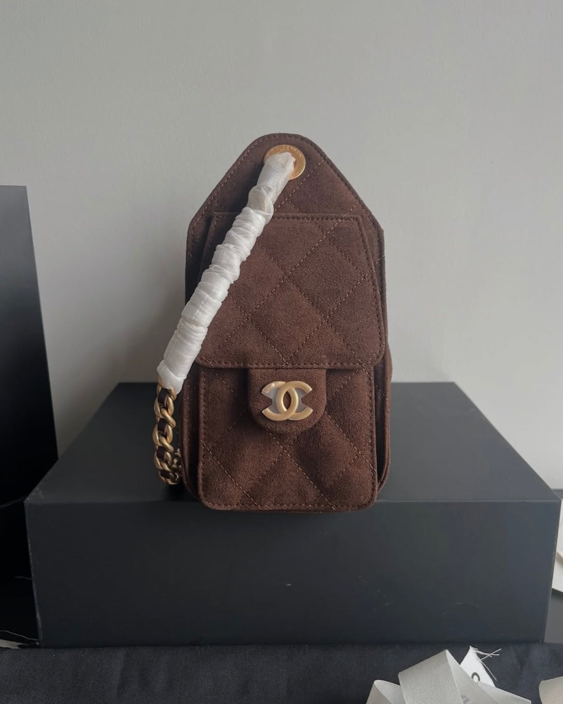 Brown Suede Mini 20cm Hobo Bag