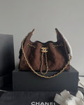 Brown Suede Mini 20cm Hobo Bag
