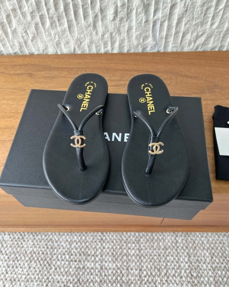 CC Gold Logo Thong Flip Flops
