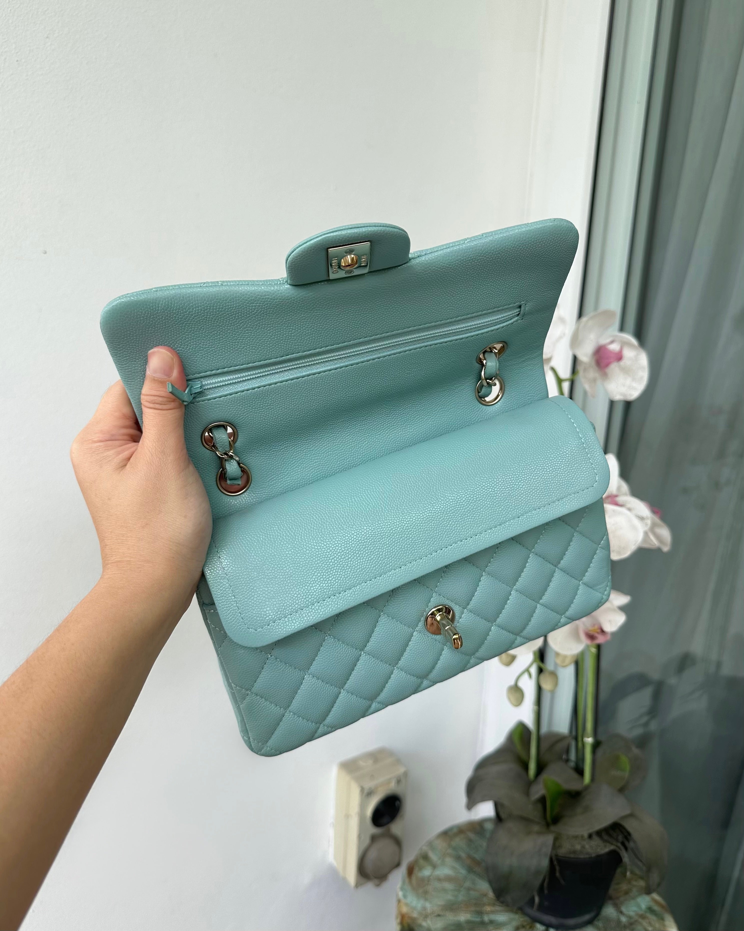 Tiffany Blue Quilted Silver Flap Bag