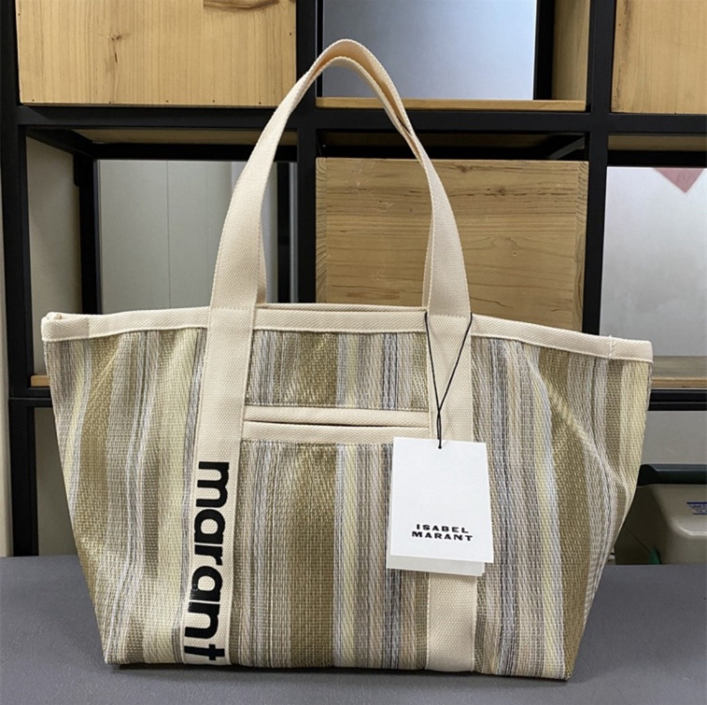 Marant Patterned Canvas Large Beach Tote Bag