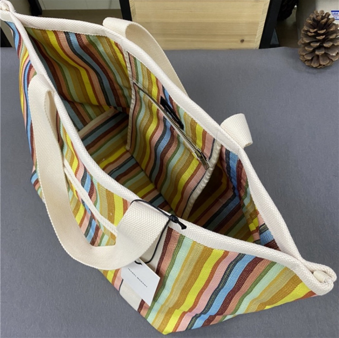 Marant Patterned Canvas Large Beach Tote Bag