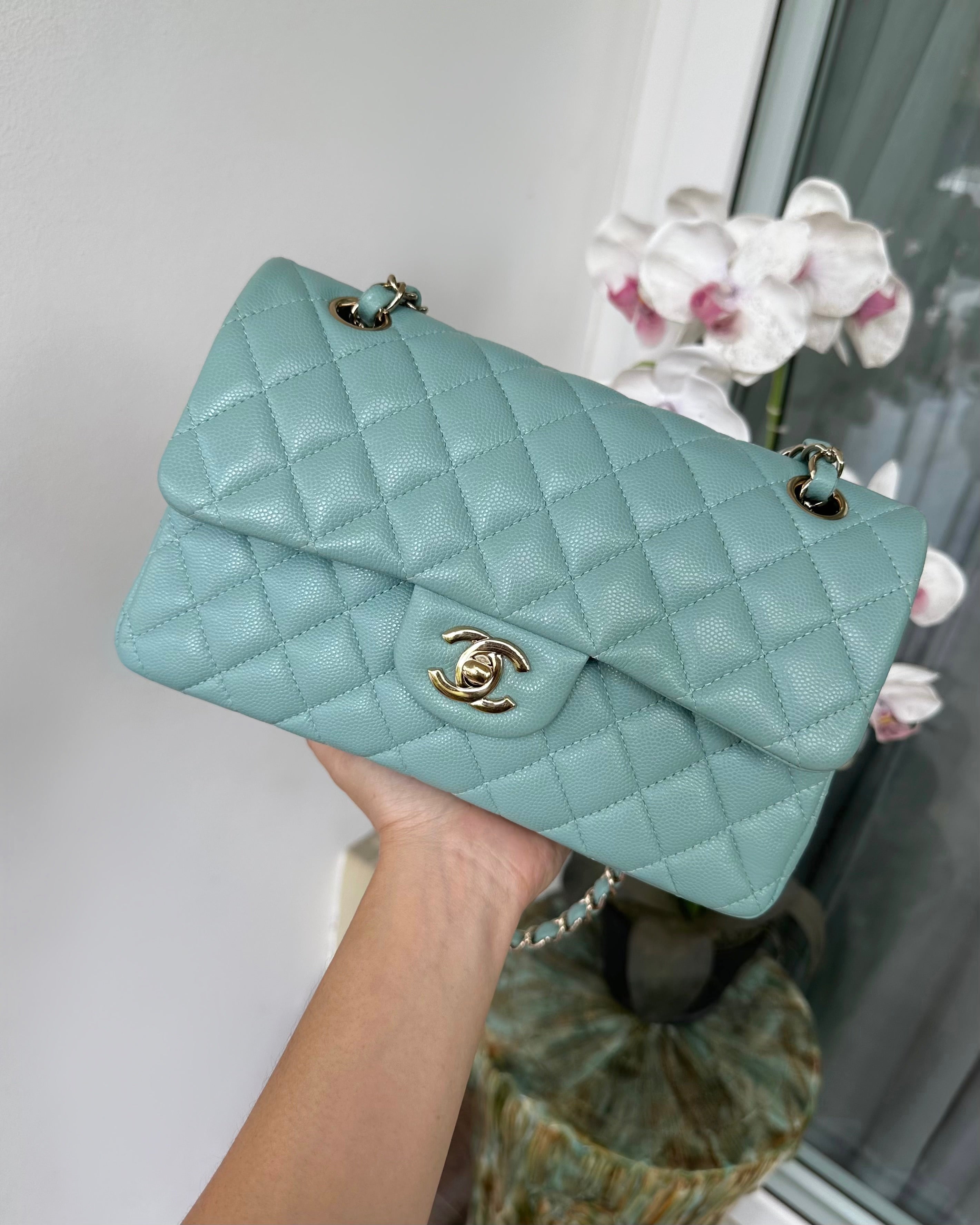 Tiffany Blue Quilted Silver Flap Bag