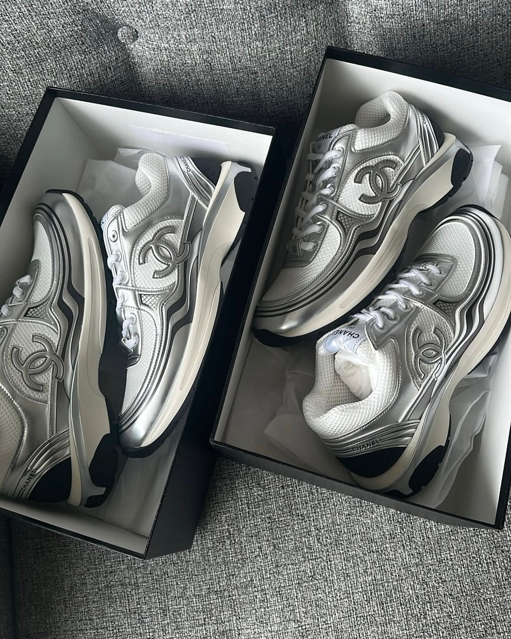 White & Silver Runner Trainers