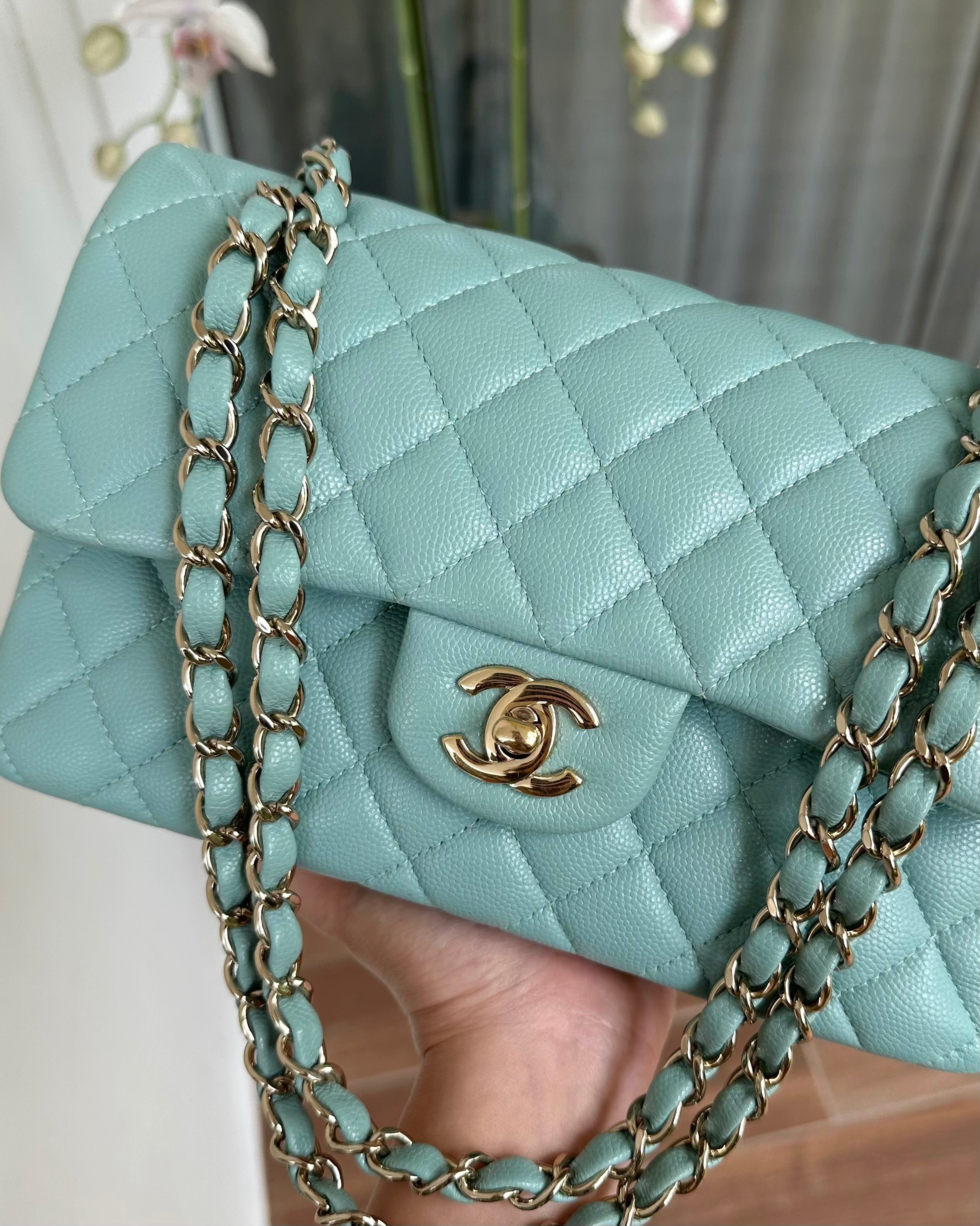 Tiffany Blue Quilted Silver Flap Bag