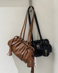 Leather Tassel Gold O Ring Handbag