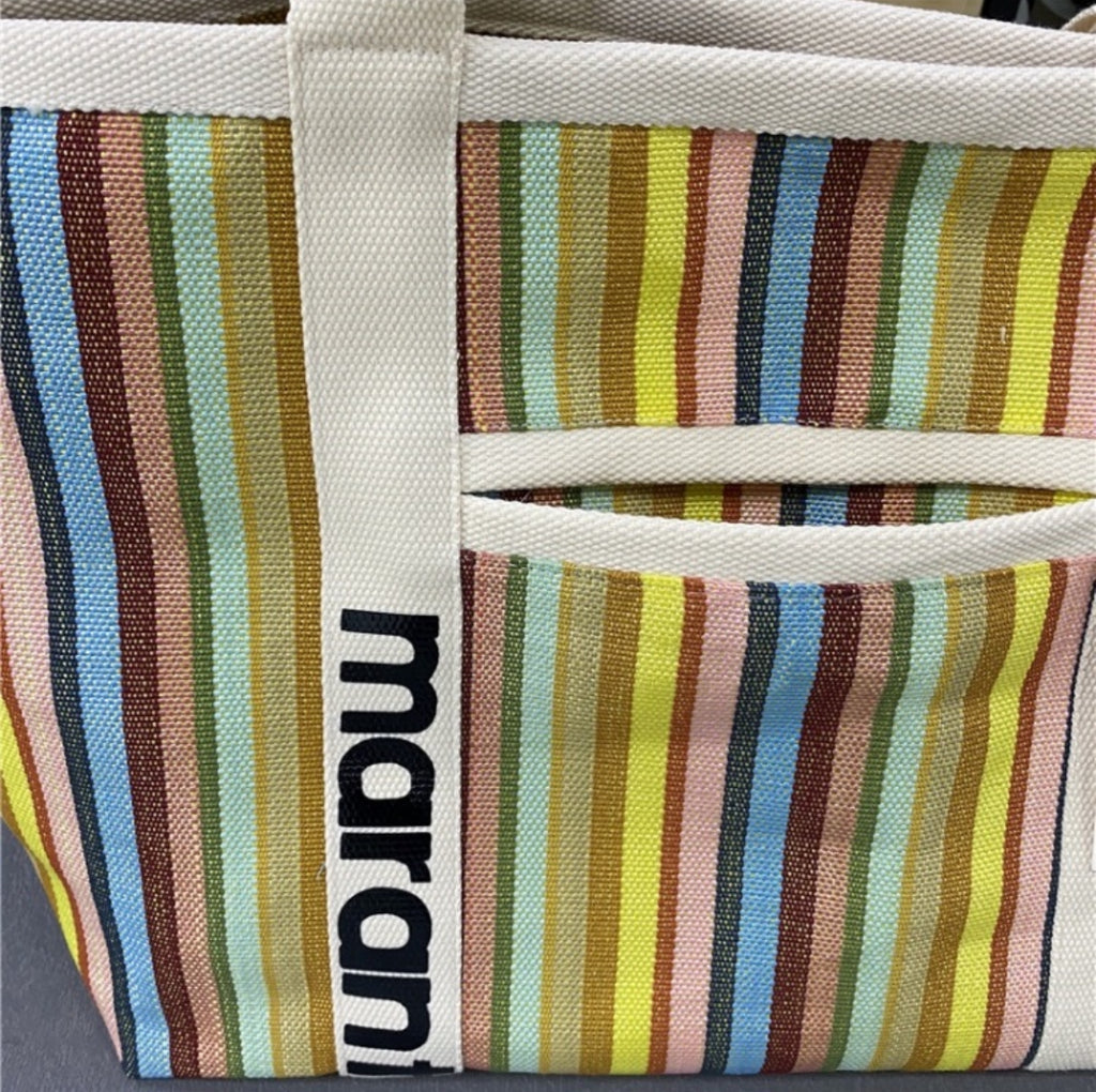 Marant Patterned Canvas Large Beach Tote Bag