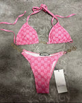 GG Pink Monogram Gold Strap Bikini