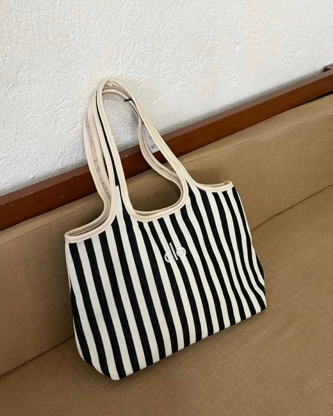 Striped Canvas Yoga Tote Bag