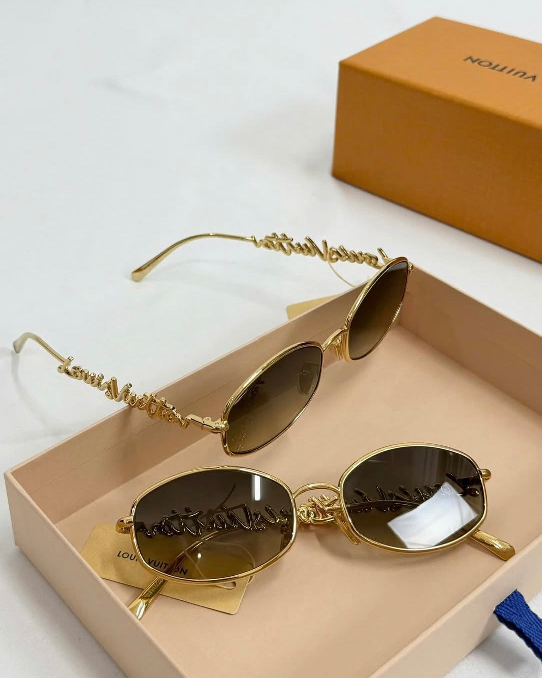 Gold Script Sunglasses (With Box)