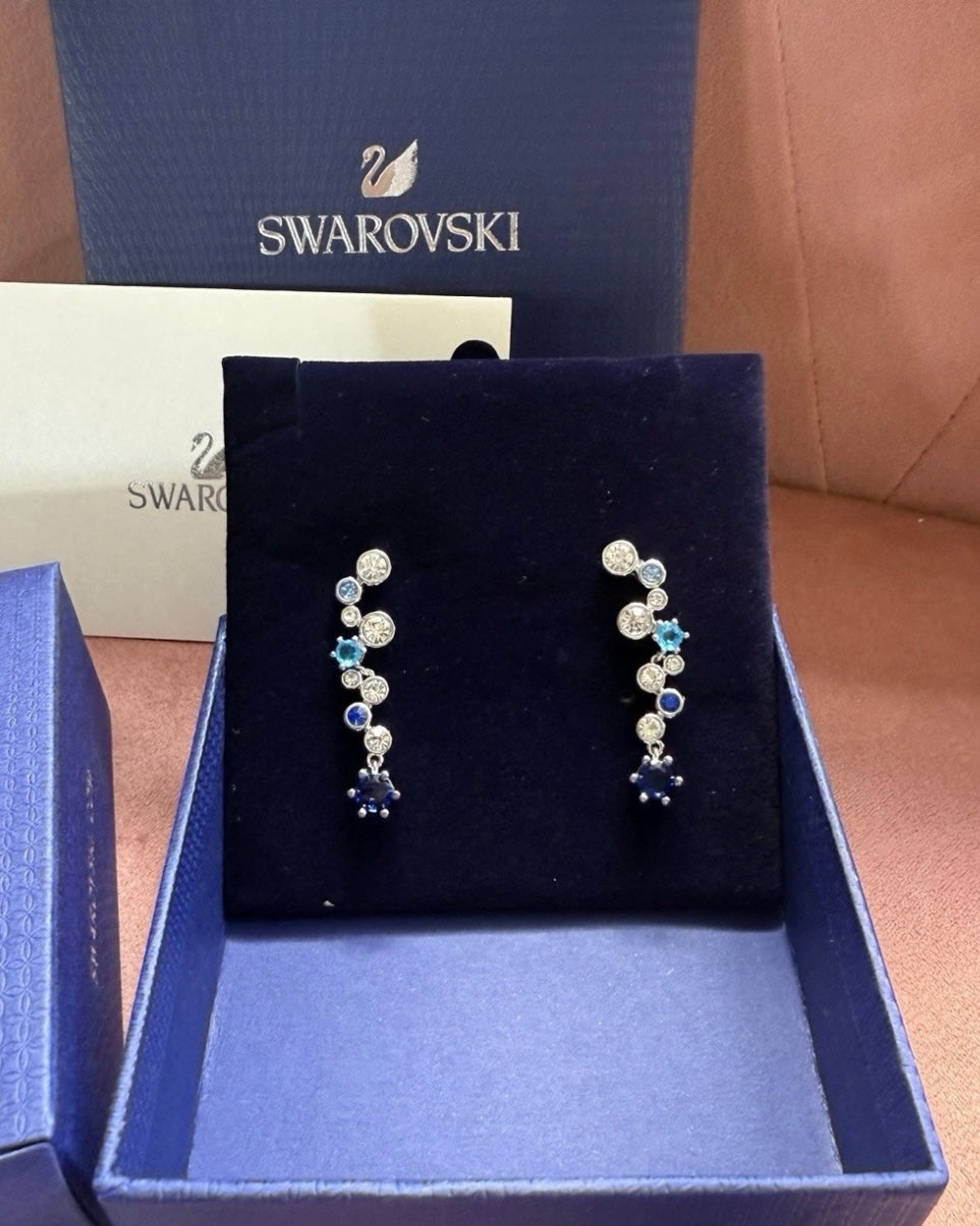 Blue Rhinestone Drop Earrings