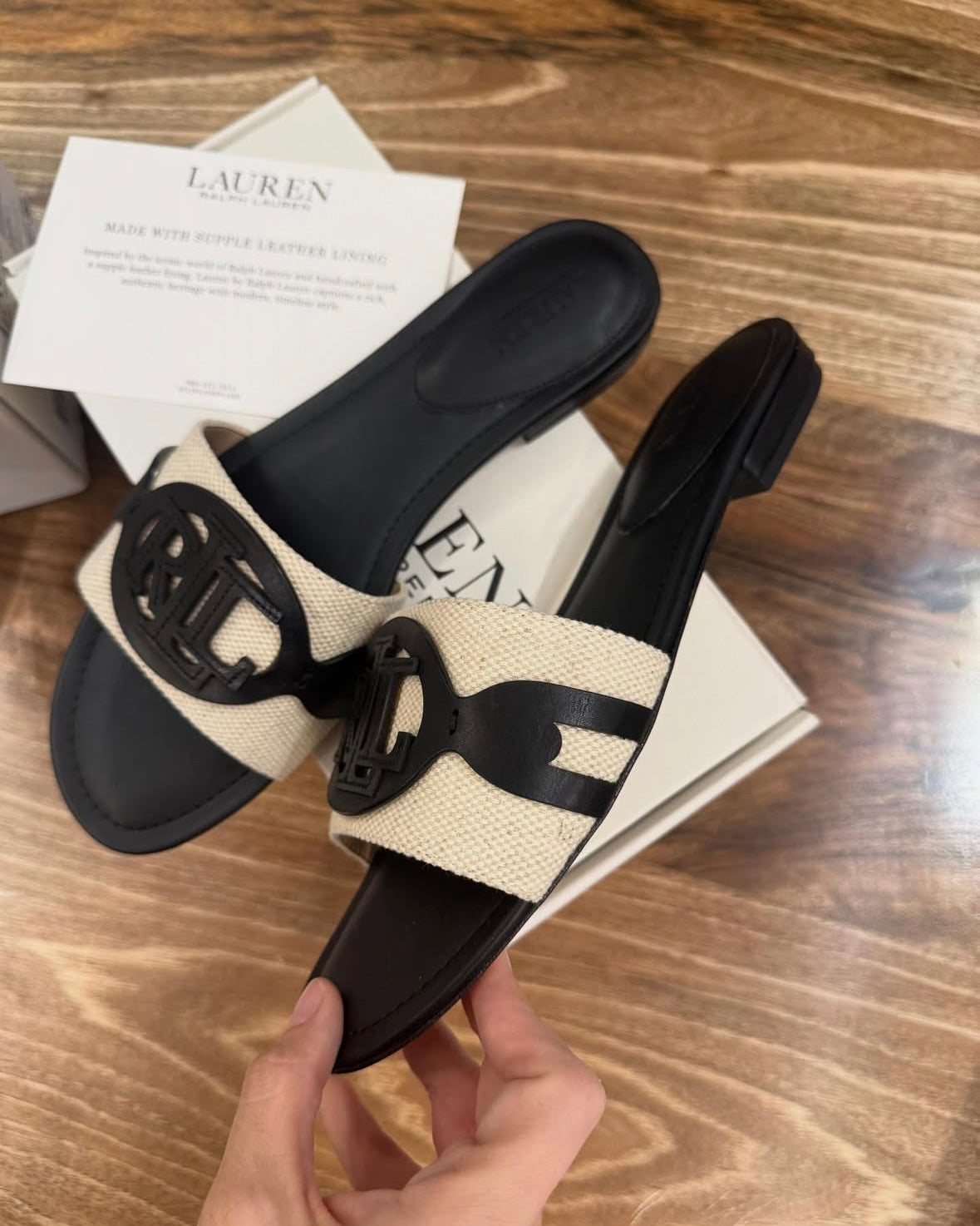 Leather Detail Canvas Sandals
