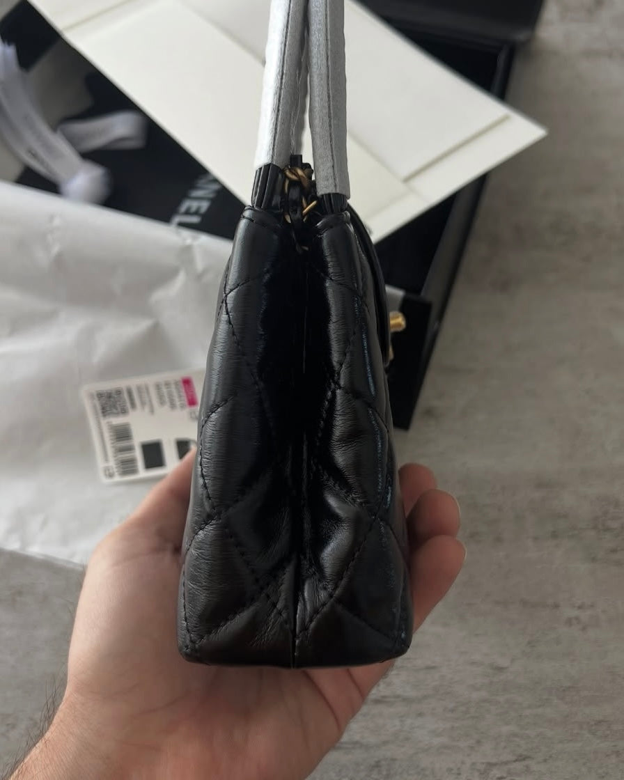 Black Mini Shopping Bag with Chain Strap