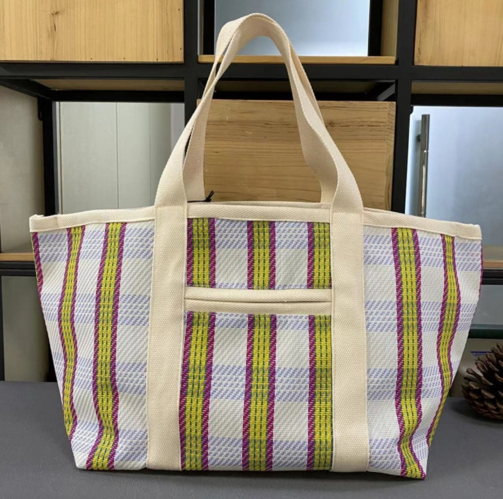 Marant Patterned Canvas Large Beach Tote Bag