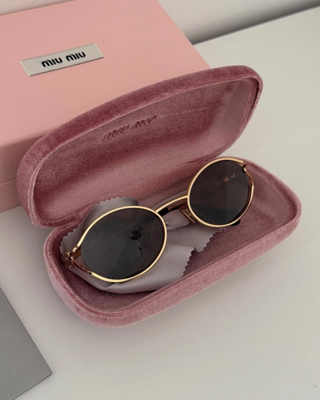 Gold Metal Oval Frame Sunglasses (with case and box)