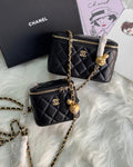 Black Quilted Gold Chain Box Bag