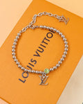 Green Gem Silver Beaded Bracelet (with box)