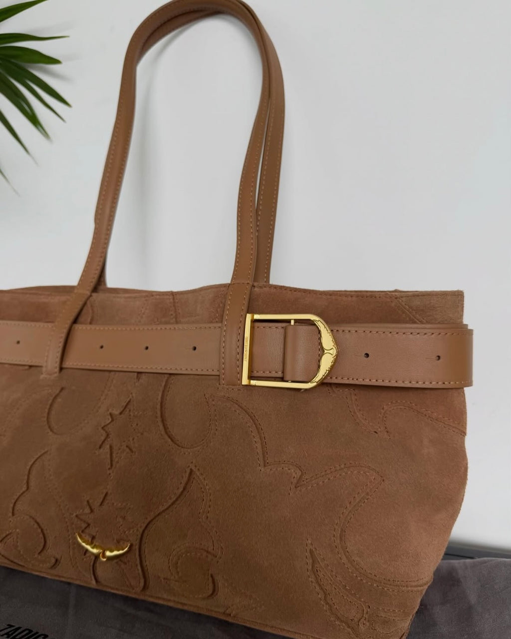 Brown Suede Rock Western Handbag