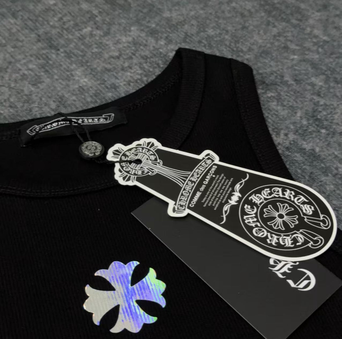 Chrome Cross Black Cropped Tank Top