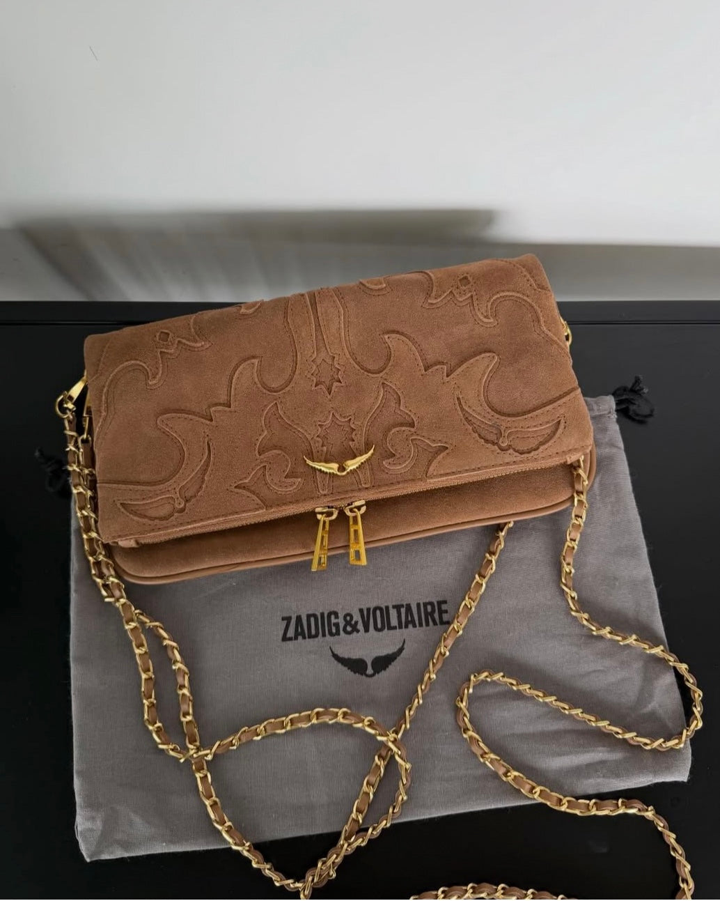 Brown Suede Rock Western Handbag