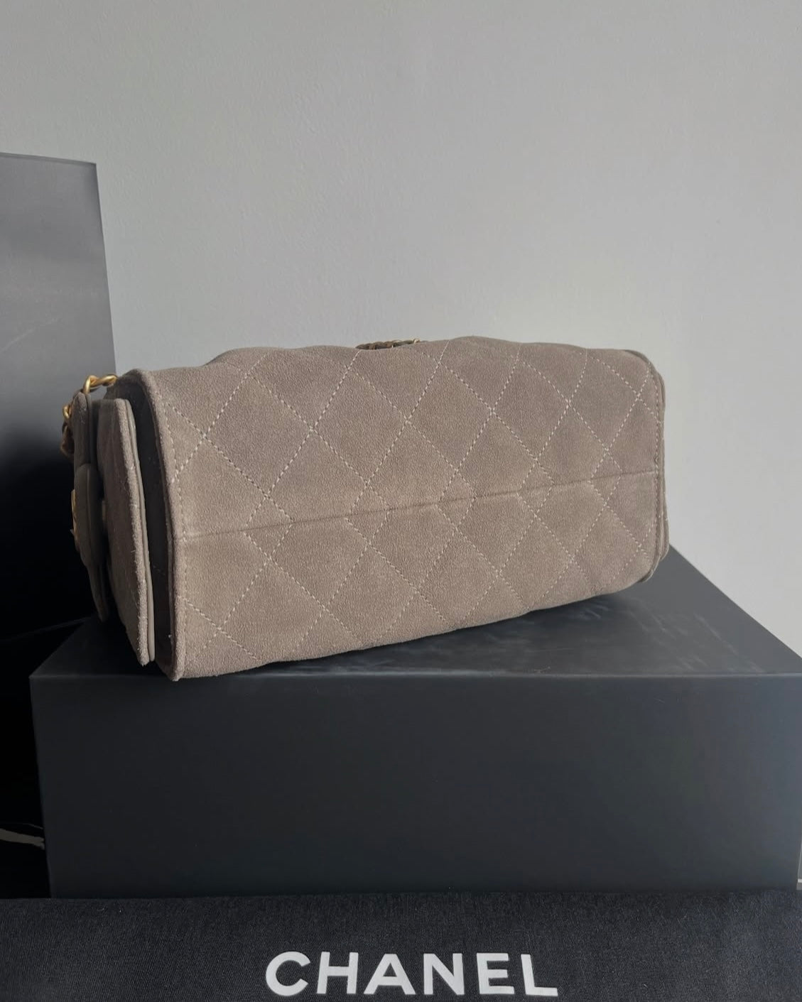 Beige Suede Mini 20cm Hobo Bag